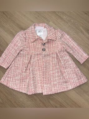 Bonnie Baby Pink Tweed Swing Coat Metallic 0-3M